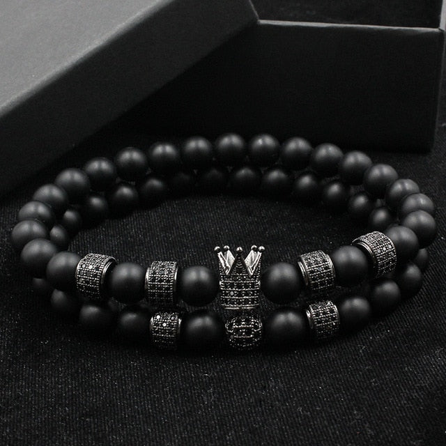 2pcs/set Uxury Fashion Crown Charm Bracelet
