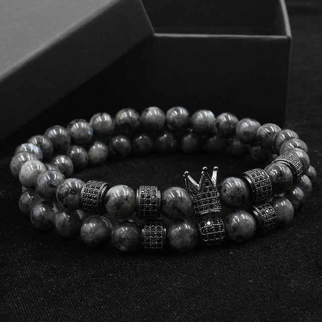 2pcs/set Uxury Fashion Crown Charm Bracelet