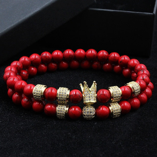 2pcs/set Uxury Fashion Crown Charm Bracelet