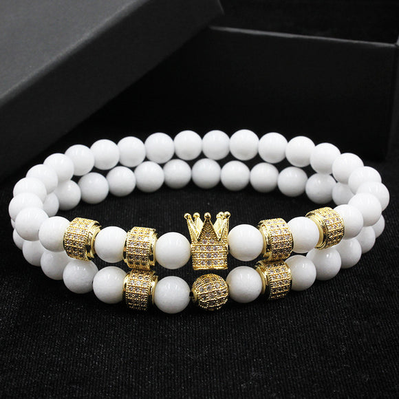 2pcs/set Uxury Fashion Crown Charm Bracelet