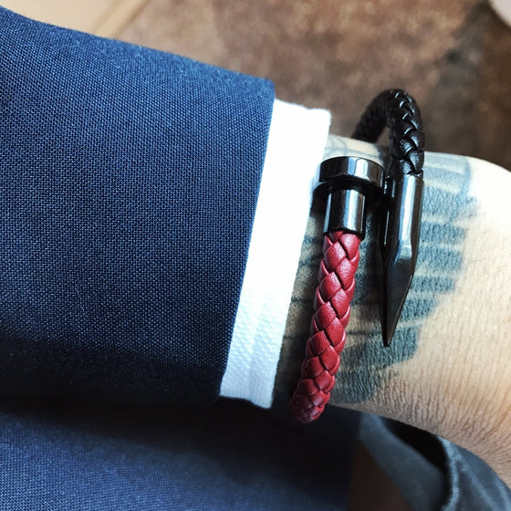 Genuine Leather Stainless Steel Charm Bracelets bangles