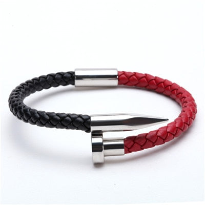 Genuine Leather Stainless Steel Charm Bracelets bangles