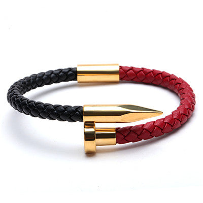 Genuine Leather Stainless Steel Charm Bracelets bangles