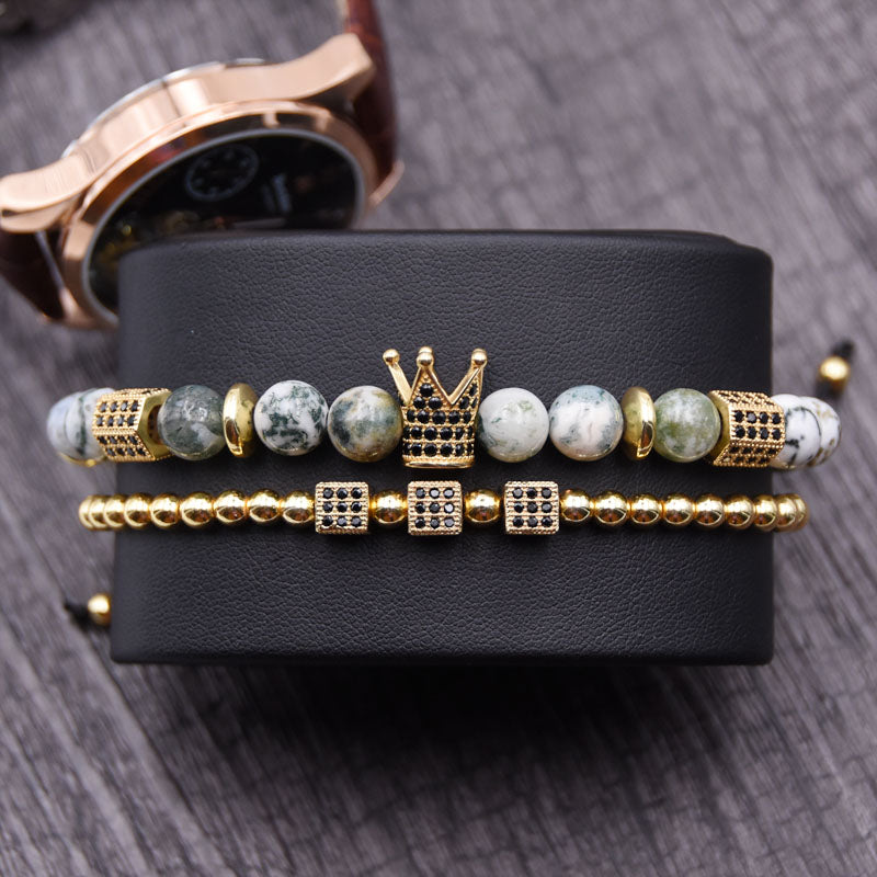 Zirconia King Crown Gear spacer Charms Bracelets