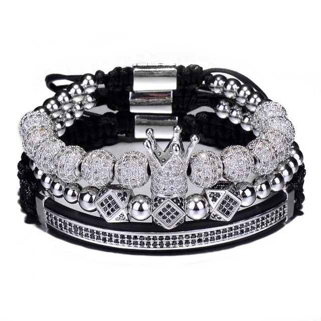 3pcs/Set Bracelet Hip Hop Gold  Men Jewelry Cubic Micro Pave