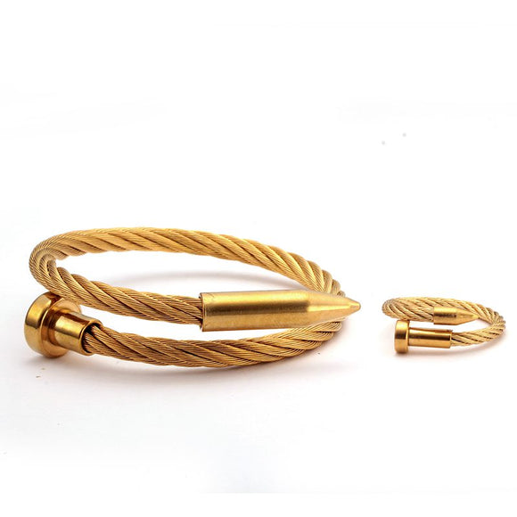 Stainless Steel Braided Open Cuff Bullet Bracelets