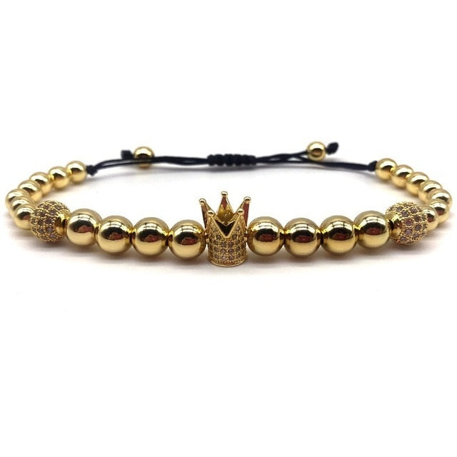 Luxury Crown Bracelet Copper Beads