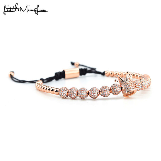 3pcs/set Luxury CZ Square ball Charms copper beads