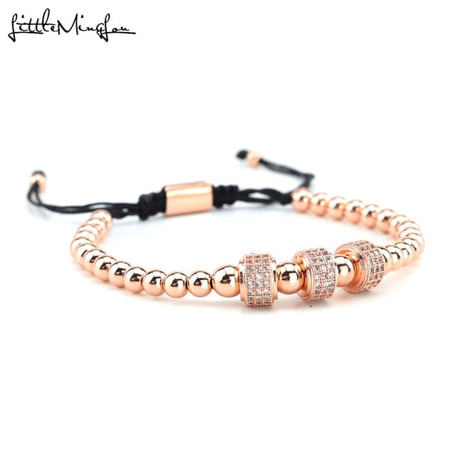 3pcs/set Luxury CZ Square ball Charms copper beads