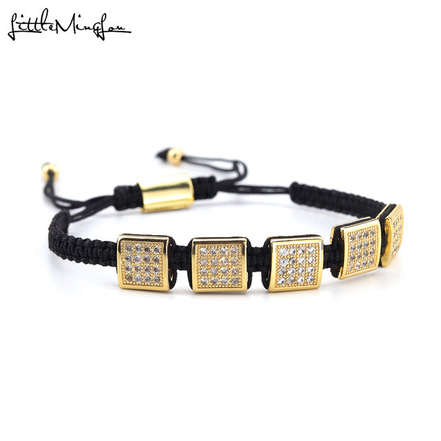 3pcs/set Luxury CZ Square ball Charms copper beads