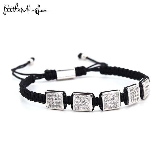 3pcs/set Luxury CZ Square ball Charms copper beads