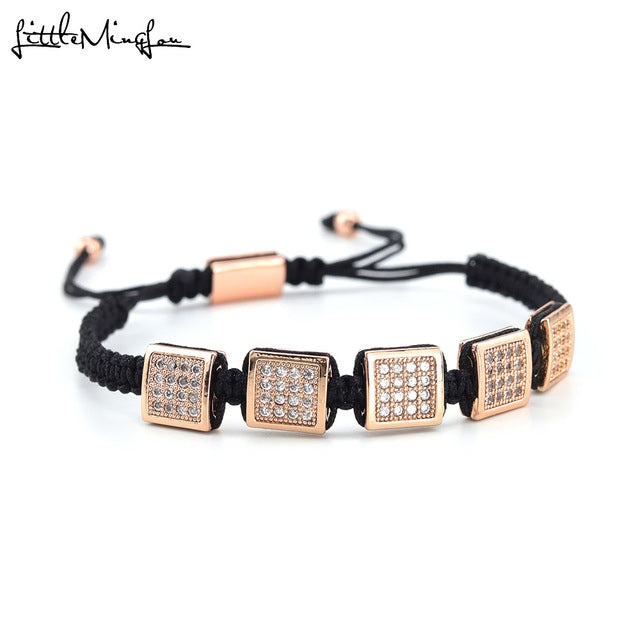 3pcs/set Luxury CZ Square ball Charms copper beads