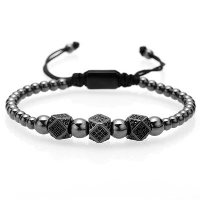 Crown Bracelet Men Charms Luxury Gold Macrame Beads