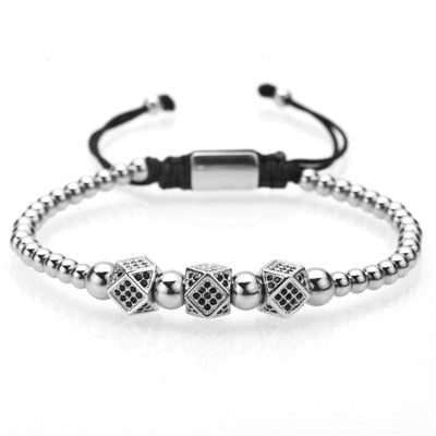 Crown Bracelet Men Charms Luxury Gold Macrame Beads