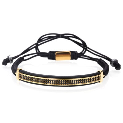 Crown Bracelet Men Charms Luxury Gold Macrame Beads